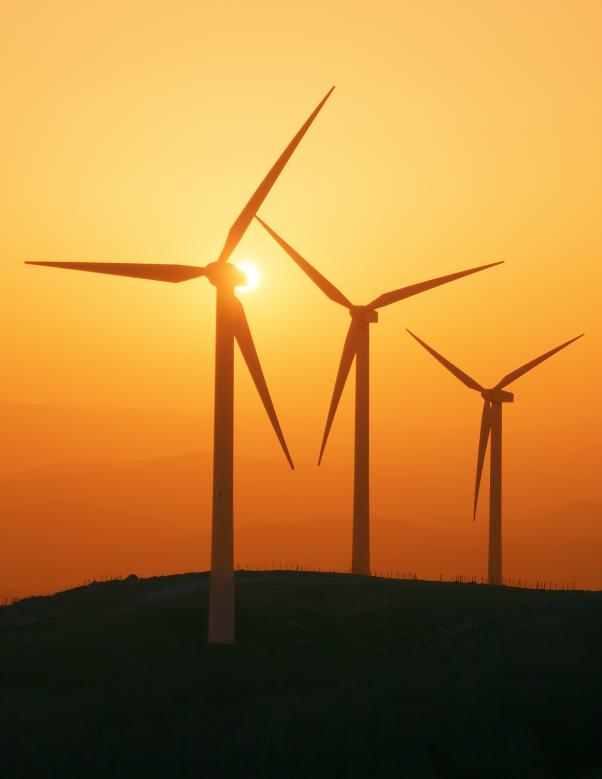 Sunset Wind turbines Renewable Energy